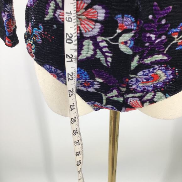 UNIQUE VINTAGE SZ M black floral textured velvet faux wrap bodysuit NWT B116 - Picture 3 of 6